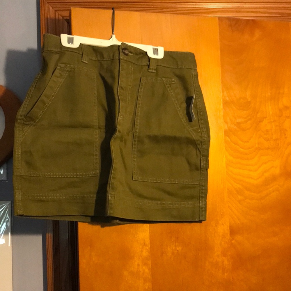Olive colored denim skirt